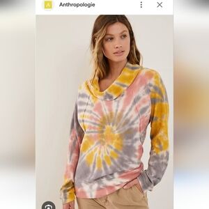 NWOT Anthropologie Multicolor Tie-Dye Cowl Neck Sweater Sz XS Fits S as Well